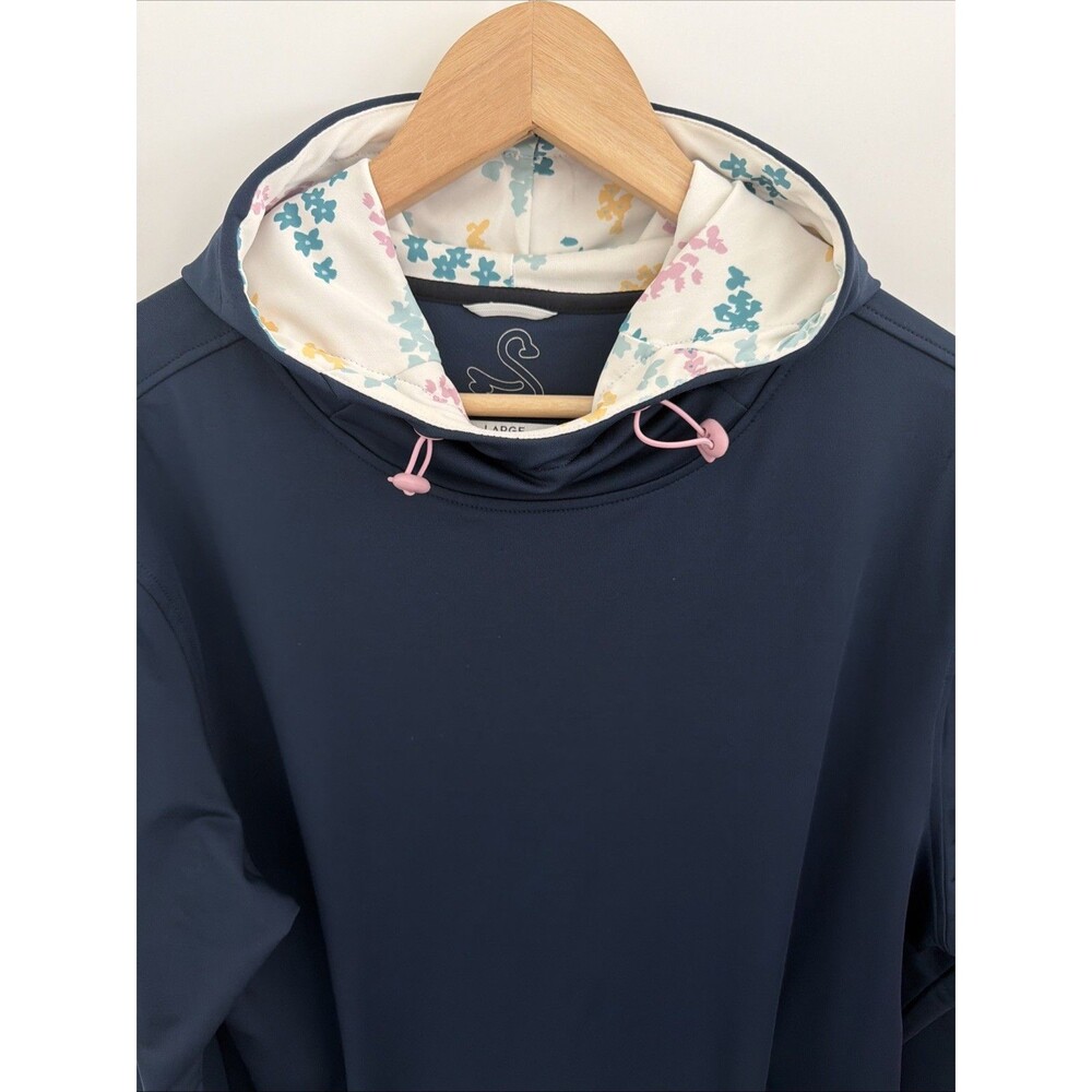 Swannies Golf Ivy Performance Pullover Hoodie Adult Sz L Navy Blue Contrast Hood - Picture 3 of 12